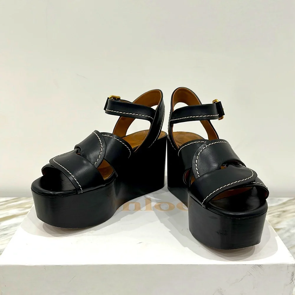 CHLOE ADIGE PEPE CORVETTE BLACK 35 1/2 5.5 - Picture 1 of 8